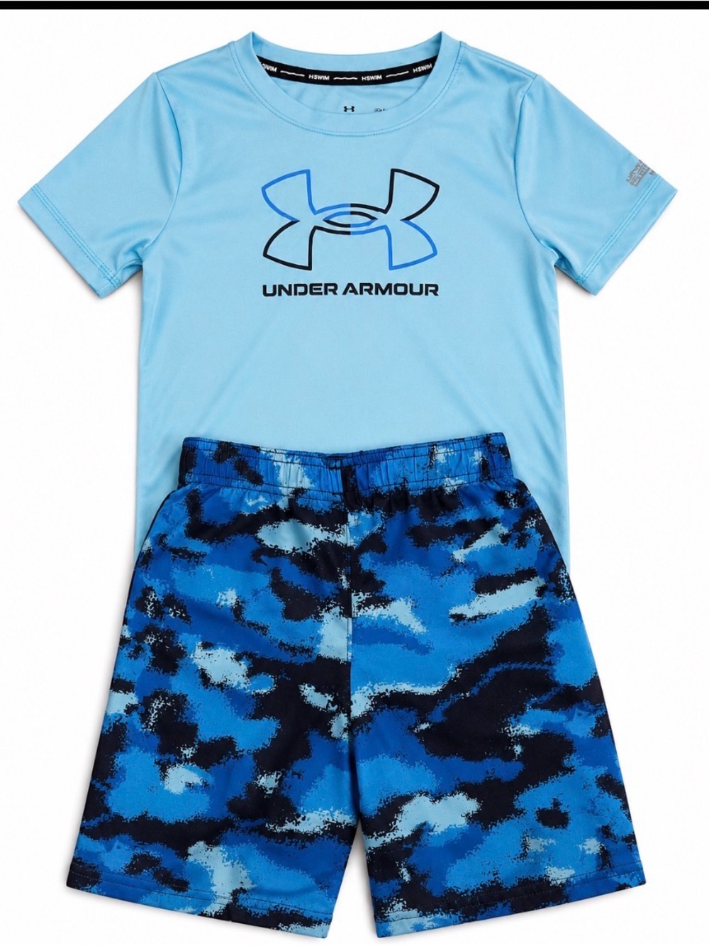 Under Armour Boys Light Blue Swim Set Size 6. EUC